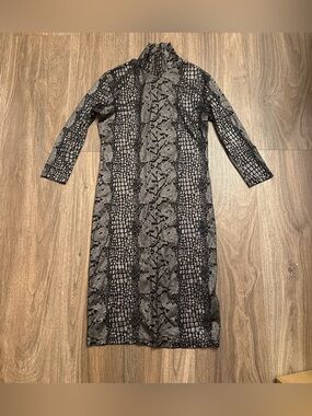 Y2K Petit Pois by Vivienne G black & gray metallic mesh snakeskin print dress.